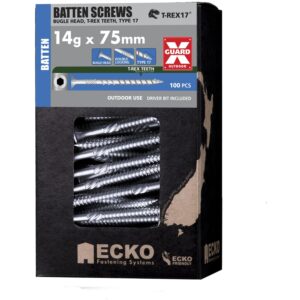 Ecko T-REX17 Batten Screws OutDoor XGuard 14g x 75mm, Pack of 100