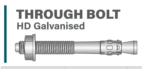 Ecko- Through Bolts with Square Washers 12 x 135mm Galvanised