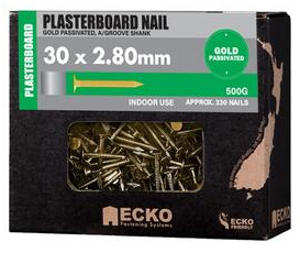 Ecko - Nail Gold Pass Plasterboard Annular Grooved 30 x 2.80mm 500g
