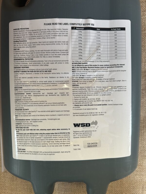 BoviPor - Abamectin Pour-On 5Ltr - Image 2