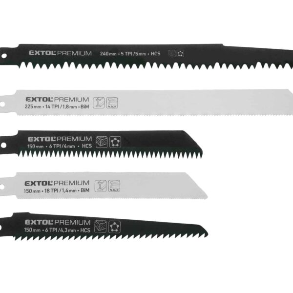 Extol Premium: 5pcs Sabre/Reciprocating Saw Blade Set, HCS, BIM