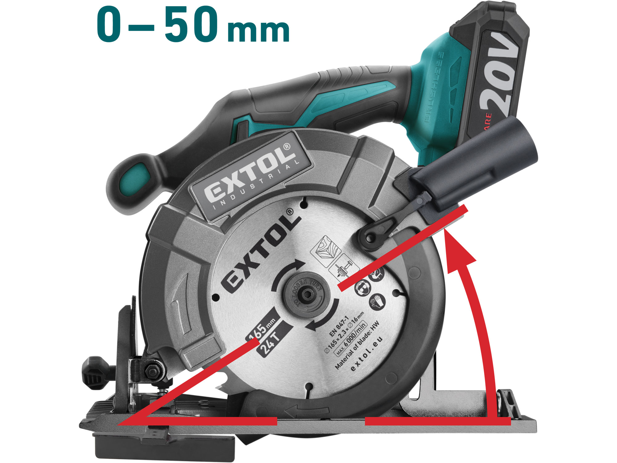 Extol Premium: Cordless Circular Saw with Brushless Motor, SHARE20V with Bonus 4Ah Battery - Image 3