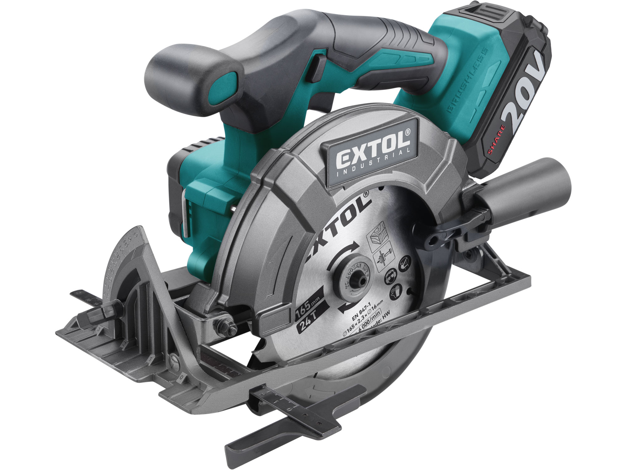 Extol Premium: Cordless Circular Saw with Brushless Motor, SHARE20V with Bonus 4Ah Battery