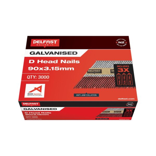 Delfast D-Head Collated Nails with Fuel Cells 90 x 3.15mm Galvanised