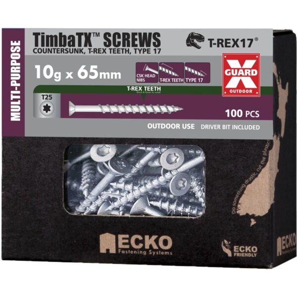 Ecko TimbaTX™ Multi-Purpose Screws OutDoor XGuard 8g x 65mm, Pack of 100