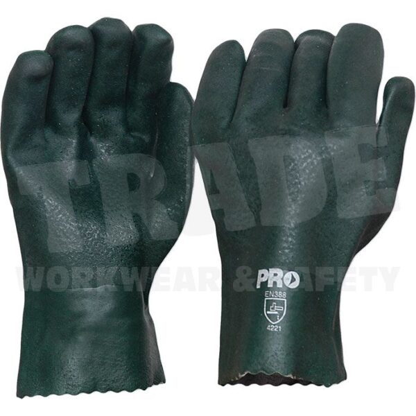 Green PVC Double Dipped Chemical Glove 27cm