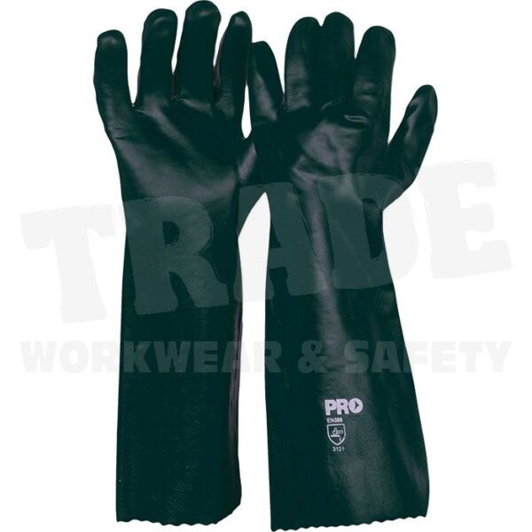 Green PVC Double Dipped Long Chemical Glove 45cm