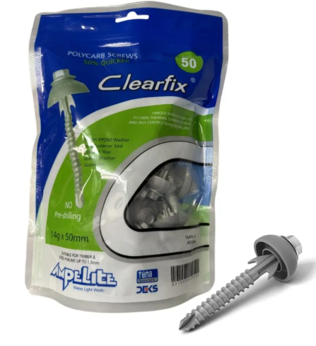 Ampelite Clearfix Roofing Screws 14g x 50mm