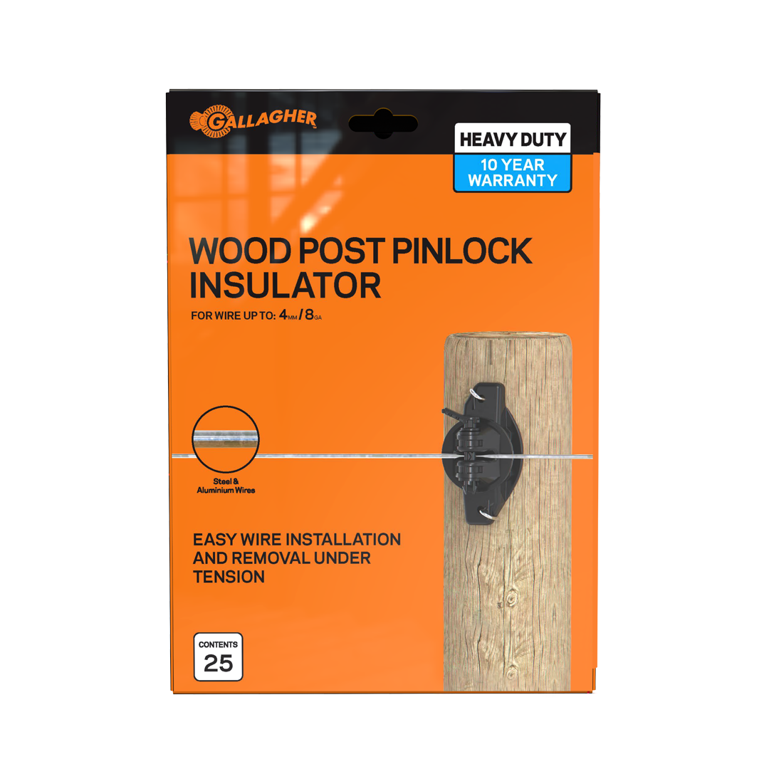 Gallagher Insulator Pinlock Wood Post 25 Packet