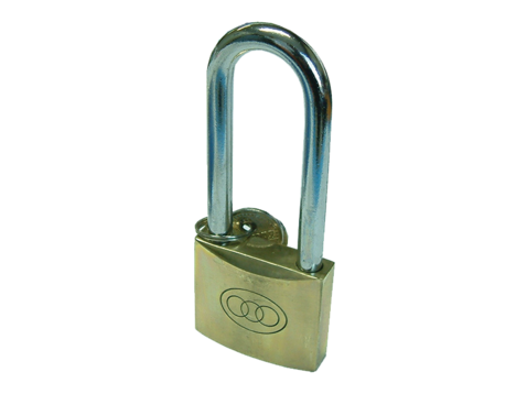 Tri-Circle Brass Padlock Long Shackle 38mm