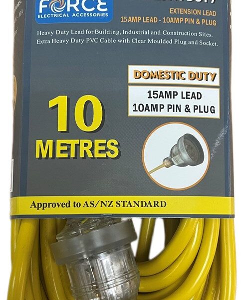 Heavy Duty Lead Extension Cord 10m - Yellow