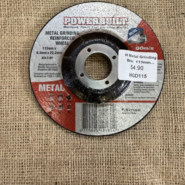 Metal Grinding Discs 115 x 6.4 x 22.2mm - Powerbuilt - Clearance!!!