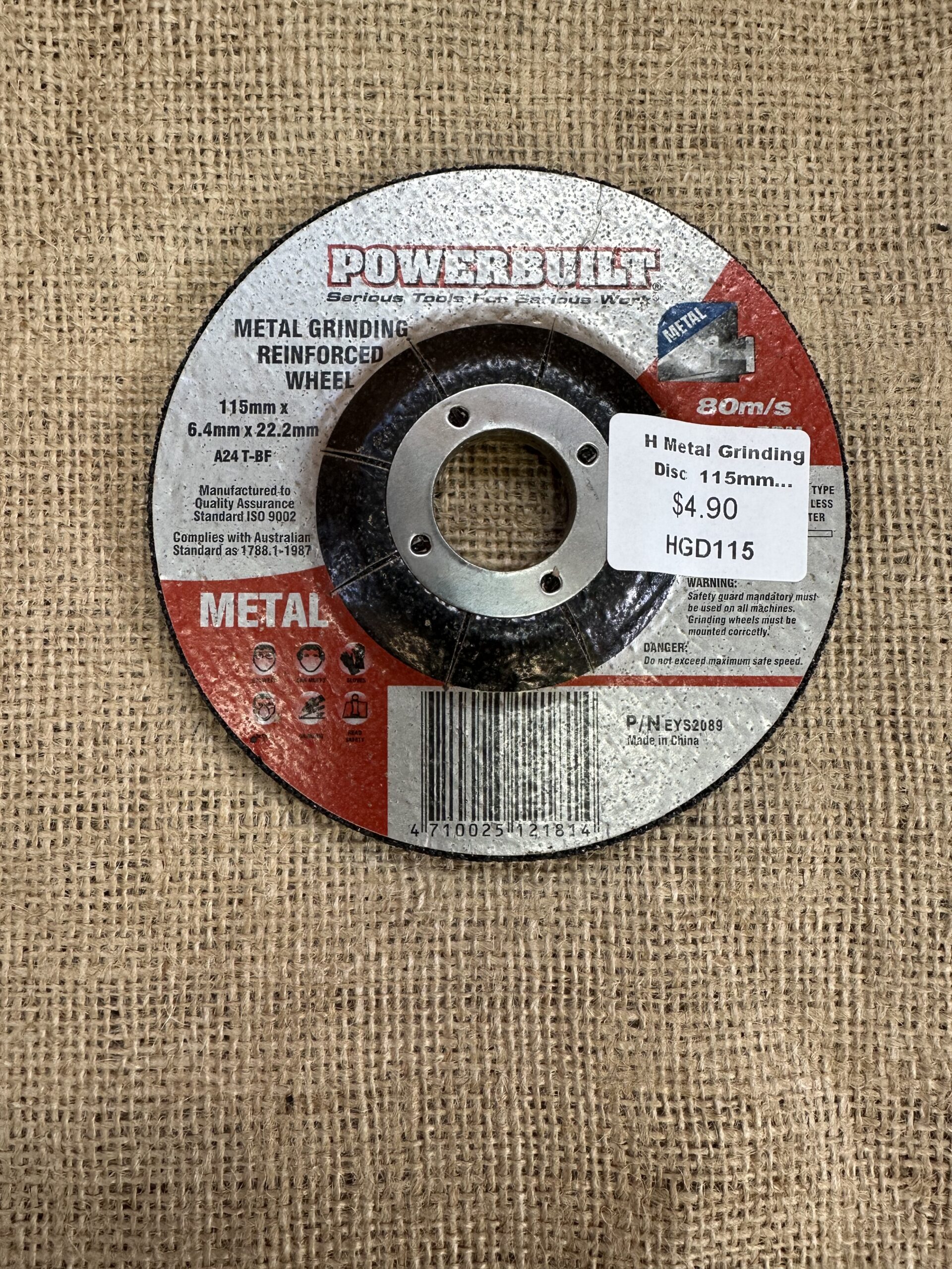 Metal Grinding Discs 115 x 6.4 x 22.2mm - Powerbuilt - Clearance!!!