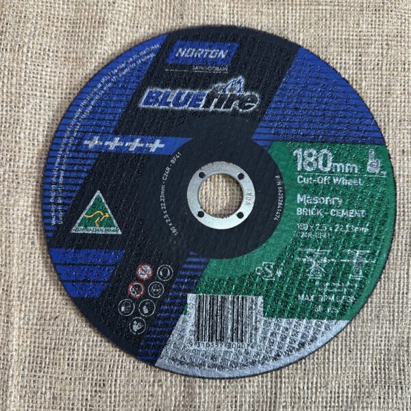 Masonry Cut-off Wheel 180 x 2.5 x 22.23mm - Norton Blue Fire - Clearance!!!