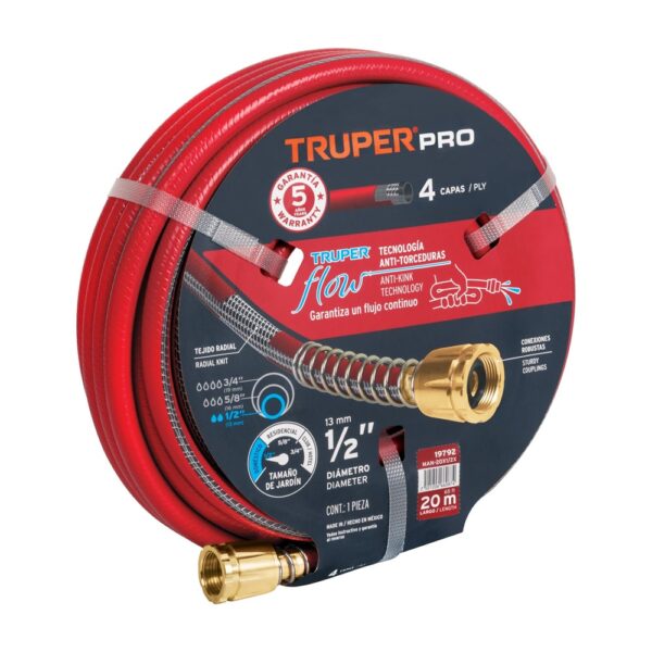 Truper Pro 1/2" Reinforced 4 PLY Garden Hose 12mm x 20M