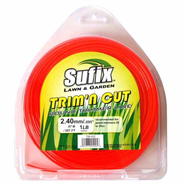 Sufix Trim'n Cut Premium Round Nylon Trimmer Line 87m Orange