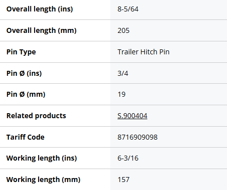 Hitch Pin with Chain & Linch Pin 19x157mm S.404 - Image 3