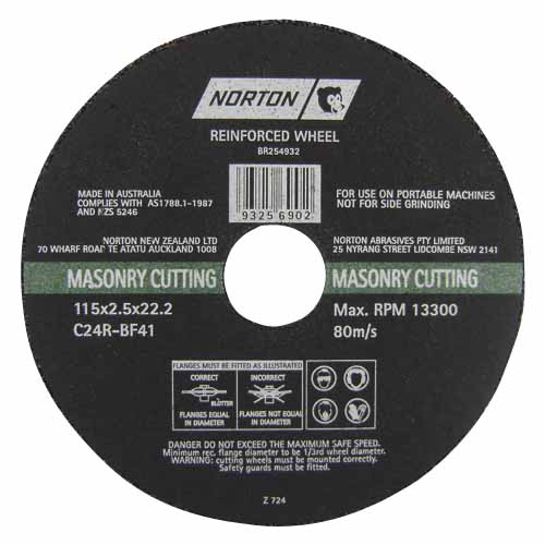 Masonry Cutting Discs 115 x 2.5 x 22mm