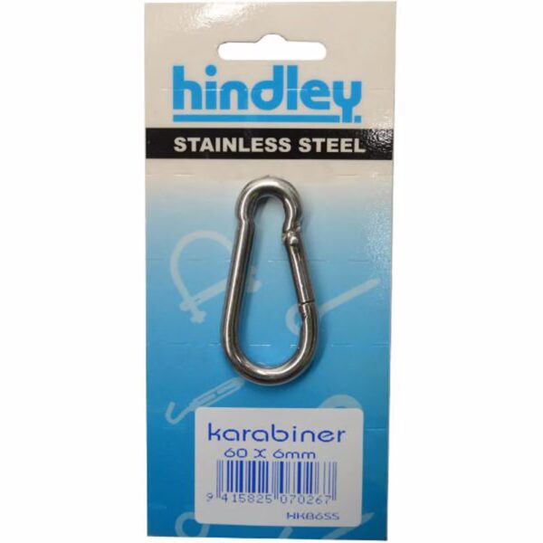 Hindley Karabiner Pear Shape Stainless Steel 60mm x 6mm