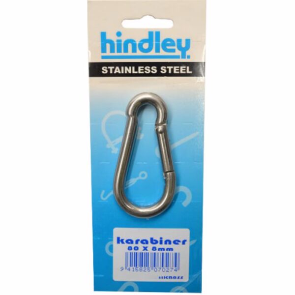 Hindley Karabiner Pear Shape Stainless Steel 80mm x 8mm