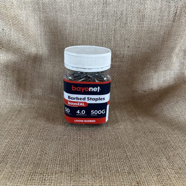 Bayonet Staple Barbed Post 50 x 4mm Galvanised Handy Pack - 500g