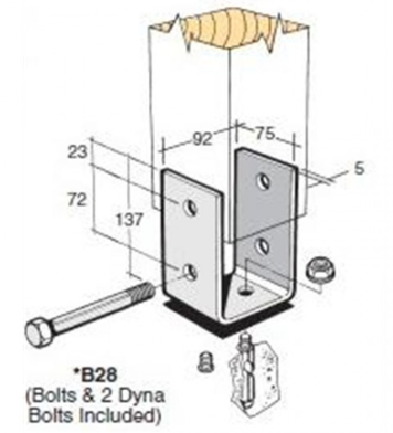 BOWMAC B28 Hot Dip Galvanised Post and Bearer Bracket - Image 3