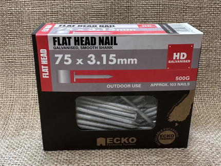 Ecko Flat Head Nails 75 x 3.15mm, 500g Galvanised