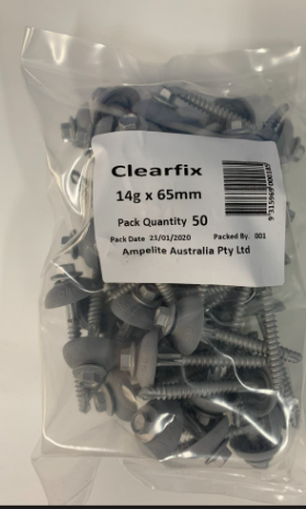 Clearfix Polycarbonate Fasteners 14g x 50mm Pack of 50 Grey