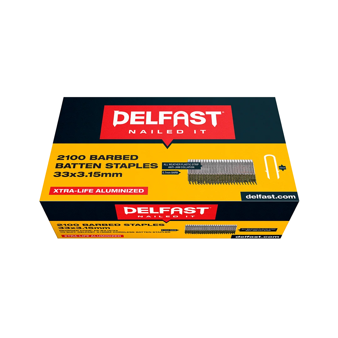Delfast Batten Staples Galv Barbed 33mm x 3.15mm 2100 Packet